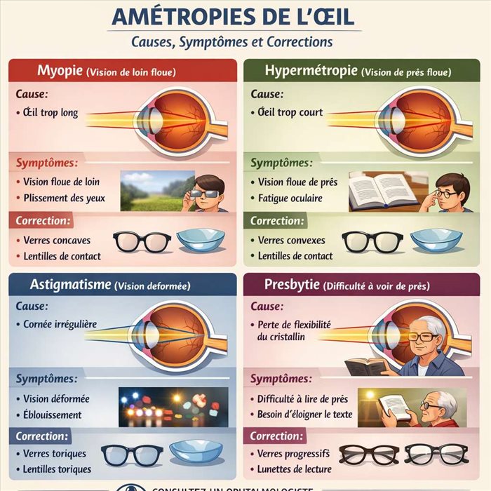 Amétropies de l’œil : causes, symptômes et corrections