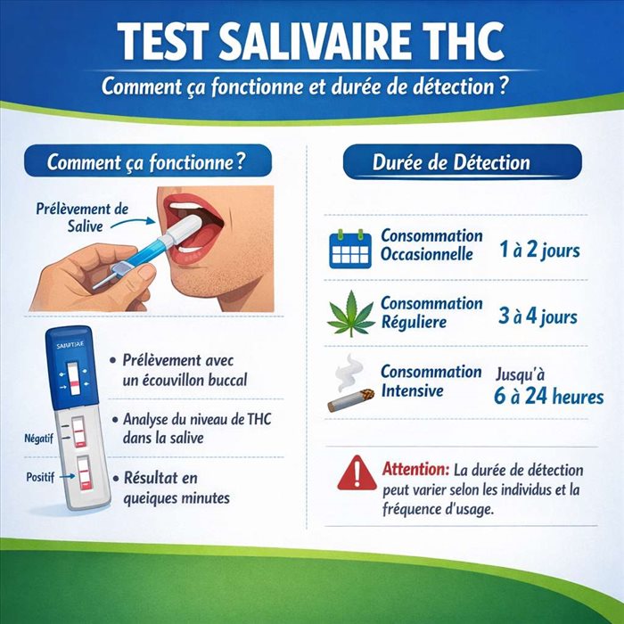 Test salivaire THC : fonctionnement et durée de détection